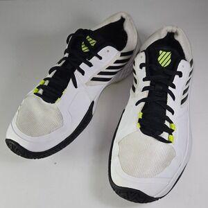 K Swiss Mens Tennis Shoes White Black Neon Yellow Surge Lite A19 111 Size 9.5